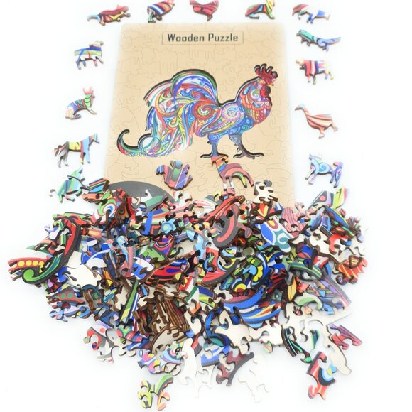 Suvira Animal Wooden Puzzle - Engaging, Educational, Roster - Picture 2 of 4